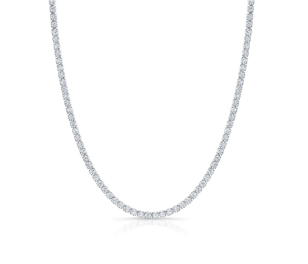 Tennis Diamonds Necklace 14K White Gold - EF/VS 18.86 CTW