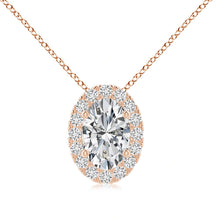 Perfect Oval Lab Grown Diamond Pendant Halo 0.75 carat.