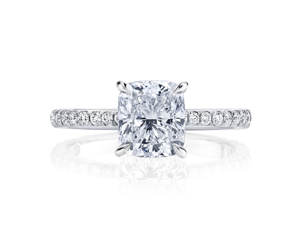 Hidden Halo Cushion Brilliant Cut French Cut Pavè