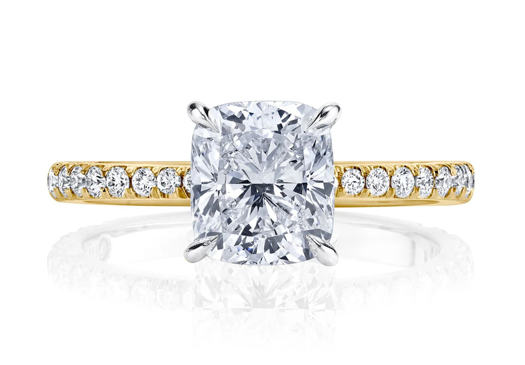Two-Tone Cushion Cut Diamond Engagement Ring