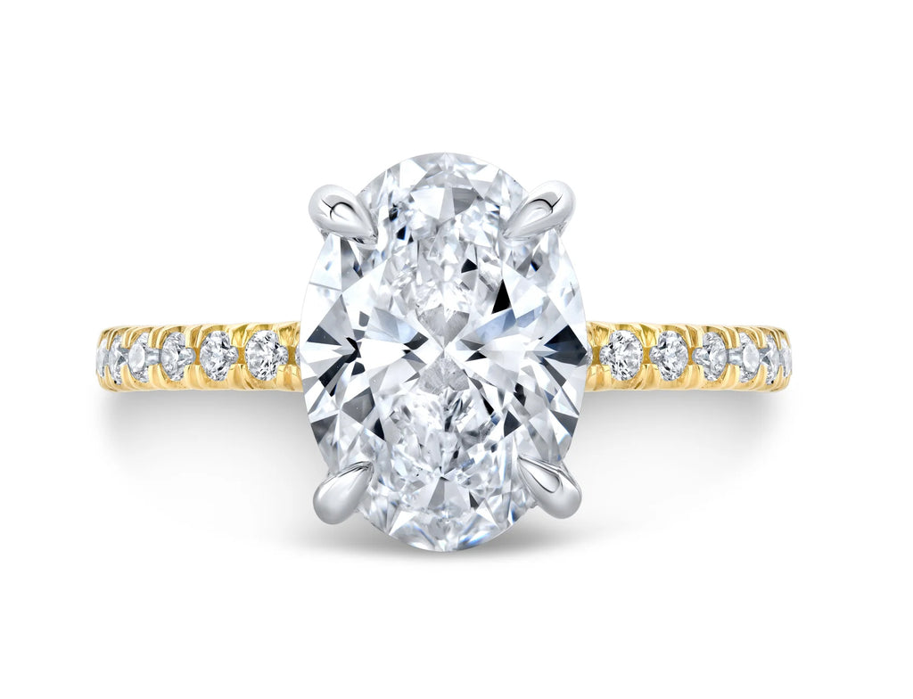 Two-Tone Oval Cut Diamond Engagement Ring