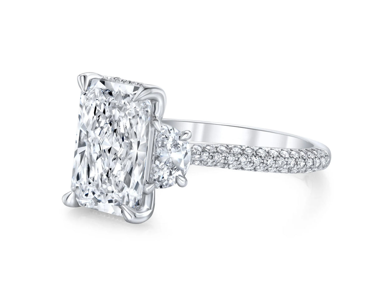 Pave radiant cut engagement rings cheap