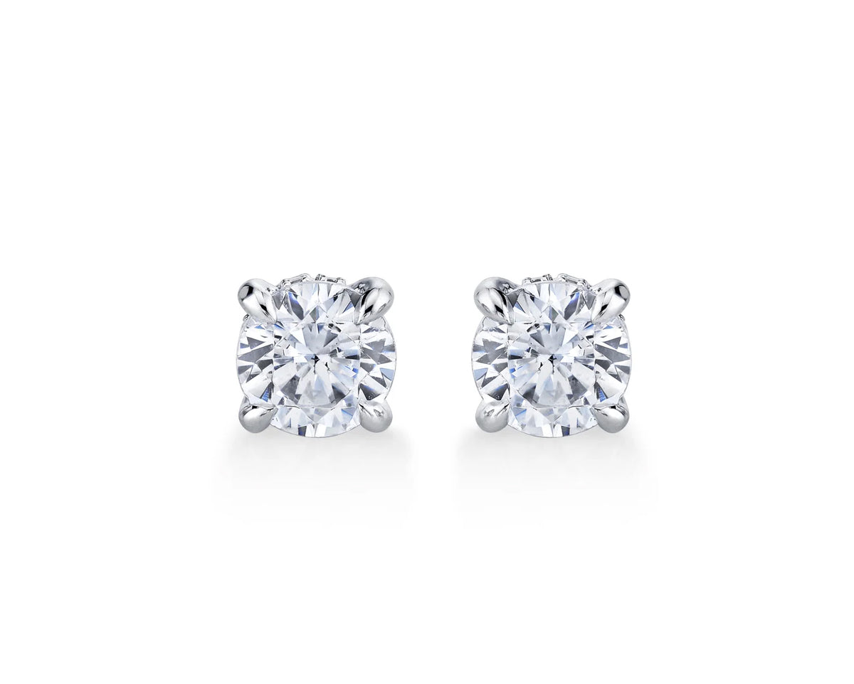 Hidden Halo Stud Earrings D E VS1 ideal 1.00 carat