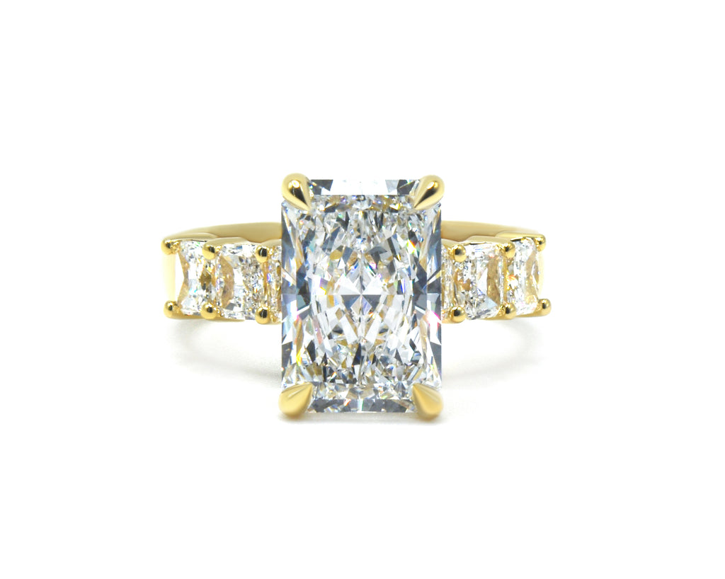 Radiant Engagement Ring with Radiant Lab-Grown Diamond Accents