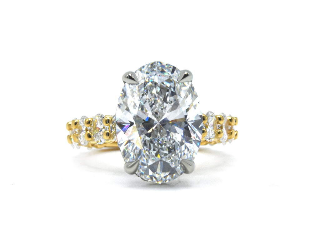 Oval Engagement Ring with Oval Lab-Grown Diamond Accents