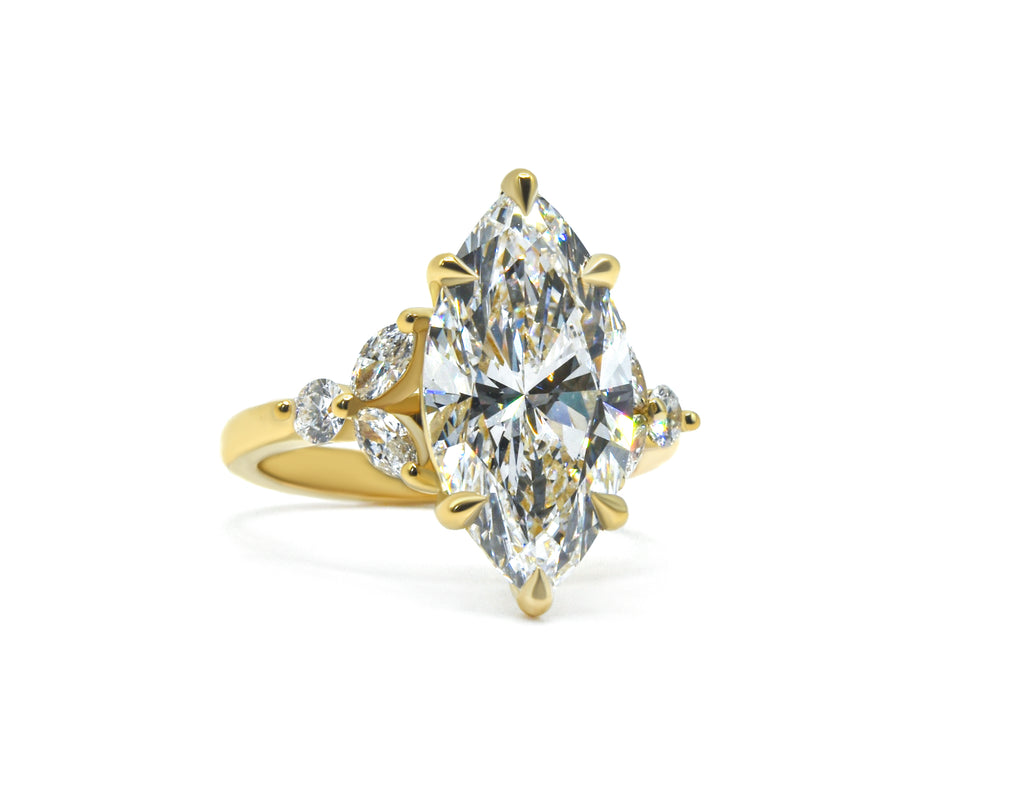 Marquise Lab Diamond Solitaire with Delicate Lab Diamond Accents