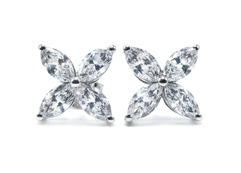 Marquise Cluster Lab Grown Diamond Floral Stud Earrings