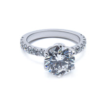 Round Cut Diamond Engagement Ring with Unique Petal Setting 2.00+ ct D-E/VS