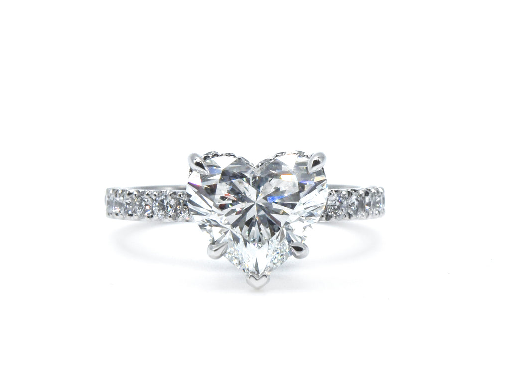 Heart Shaped Lab-Grown Diamond Ring with Hidden Halo