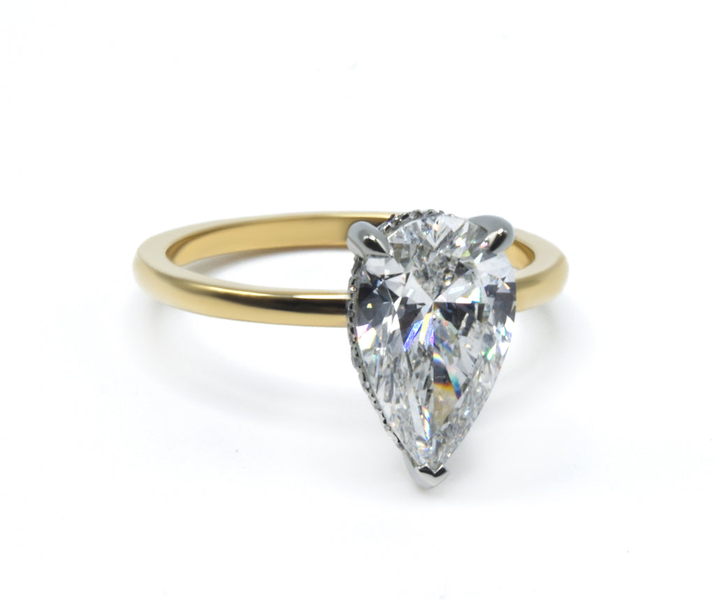 Hidden Halo Pear Brilliant Cut 2.00+ D-E/VS