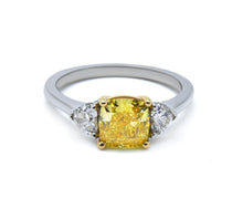 White and Yellow Gold Lab Grown Diamond Ring 1.50+ ct