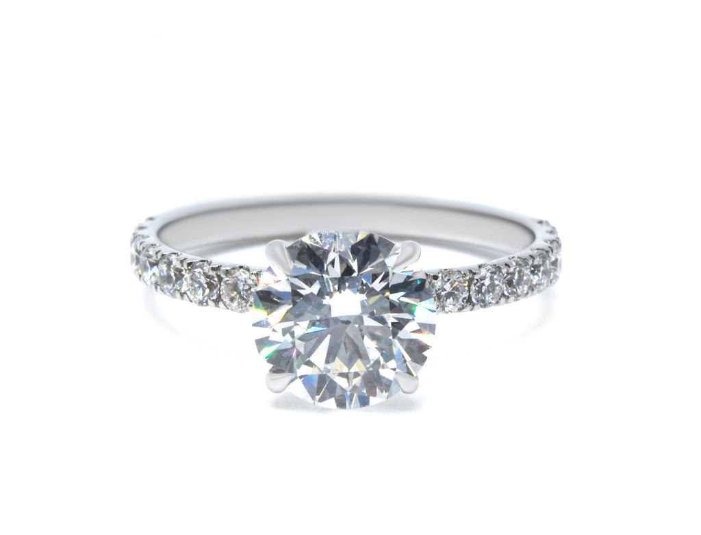 2.63ct tw Round Lab-Grown Diamond Engagement Ring with Pave Band