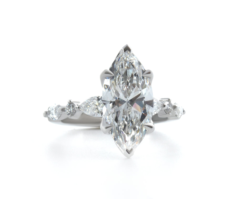 Lab-Grown Diamond Marquise Engagement Ring with Accents