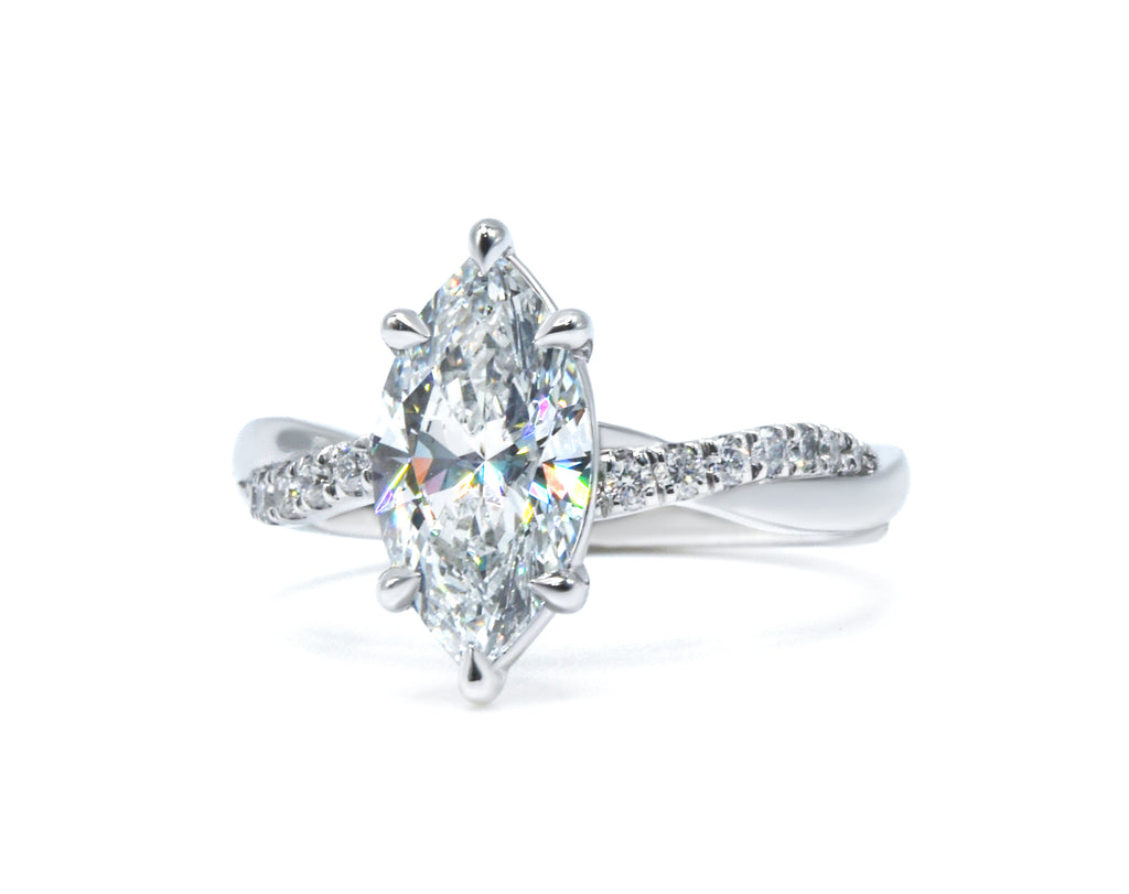Marquise Cut Lab-Grown Diamond Twist Engagement Ring