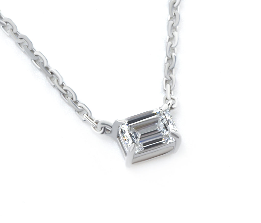 Elegant Emerald-Cut Diamond Pendant Necklace