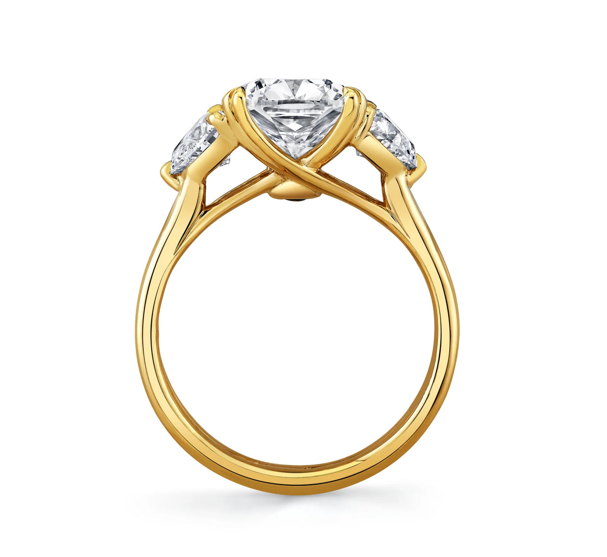 Gold three stone engagement ring deals
