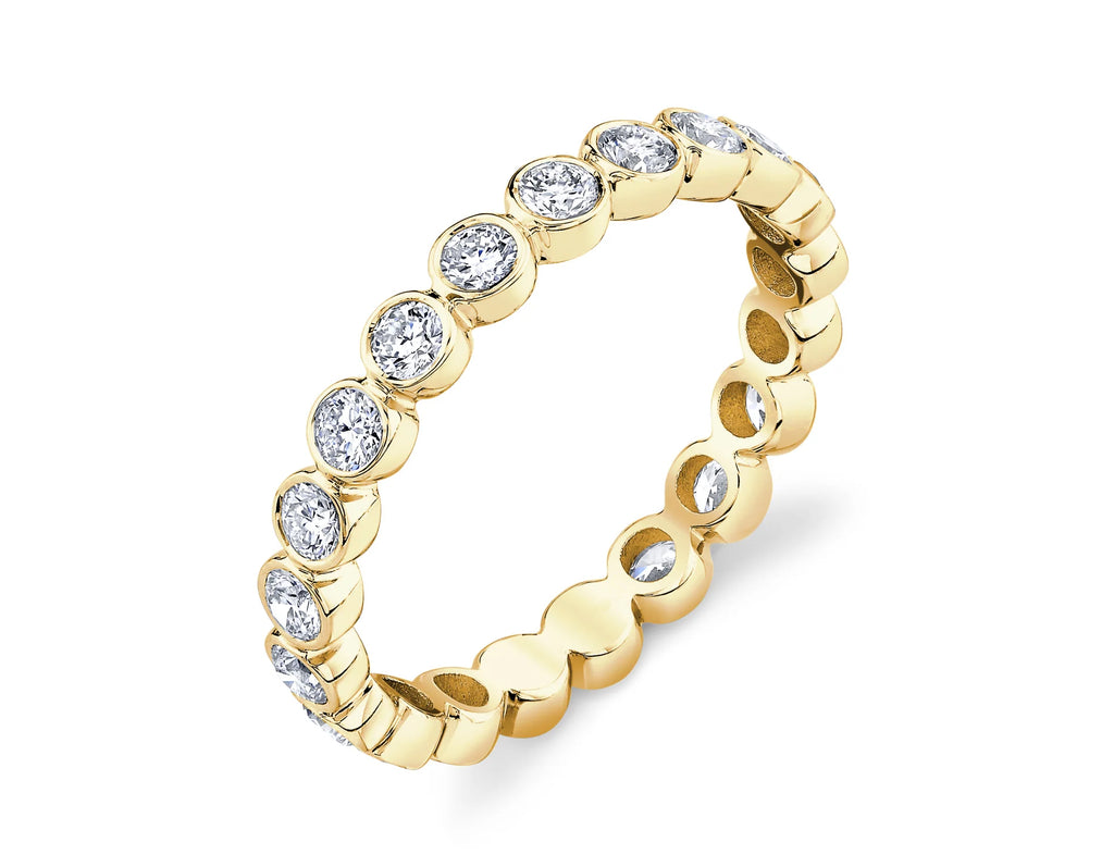 Round diamond bezel set wedding band