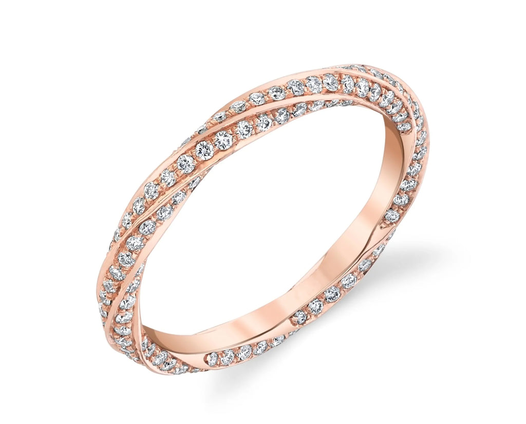 Round diamond twist wedding band