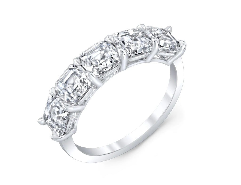 Five-stone asscher cut wedding band