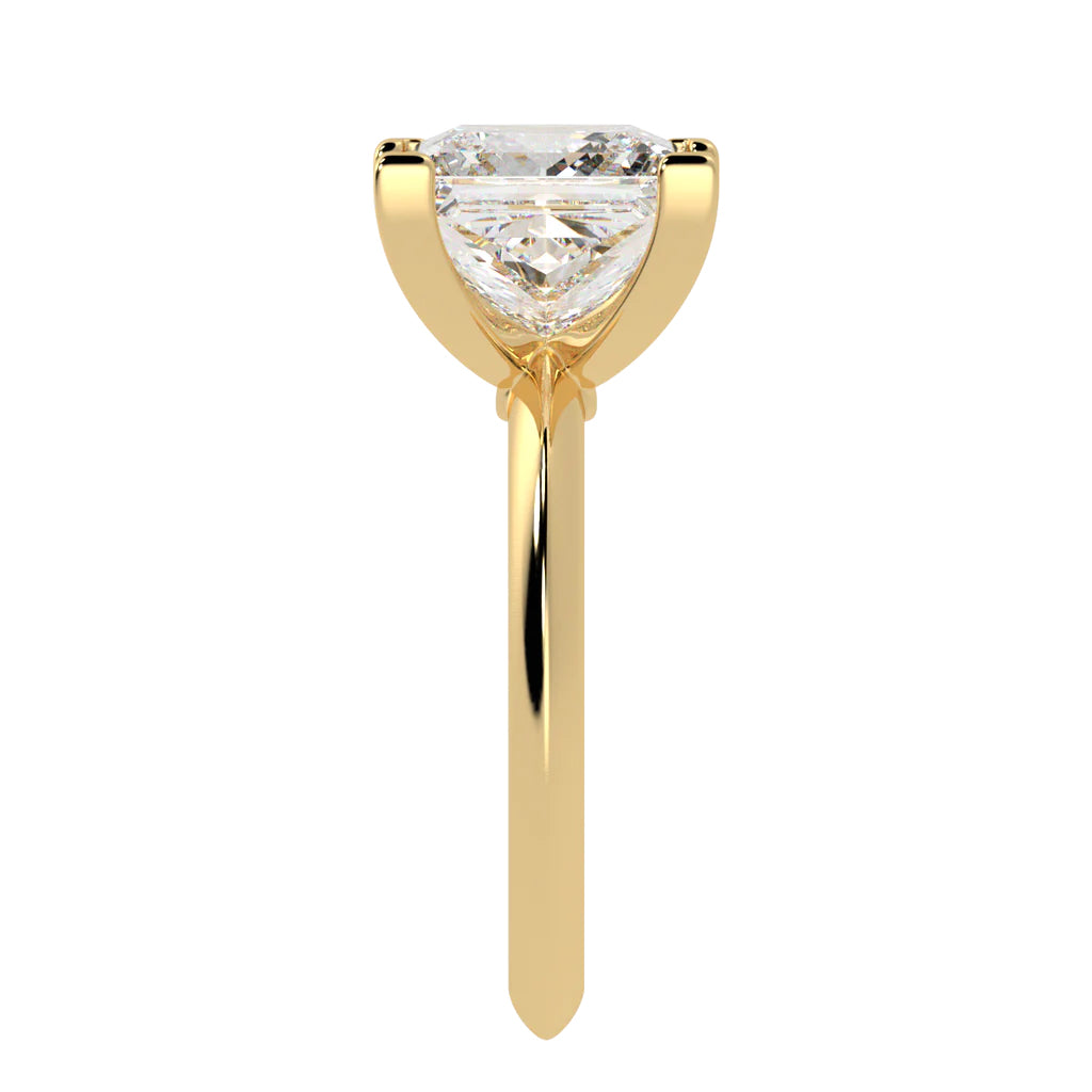 Princess Cut Diamond Ring, Yellow Gold Engagement Ring, Solitaire