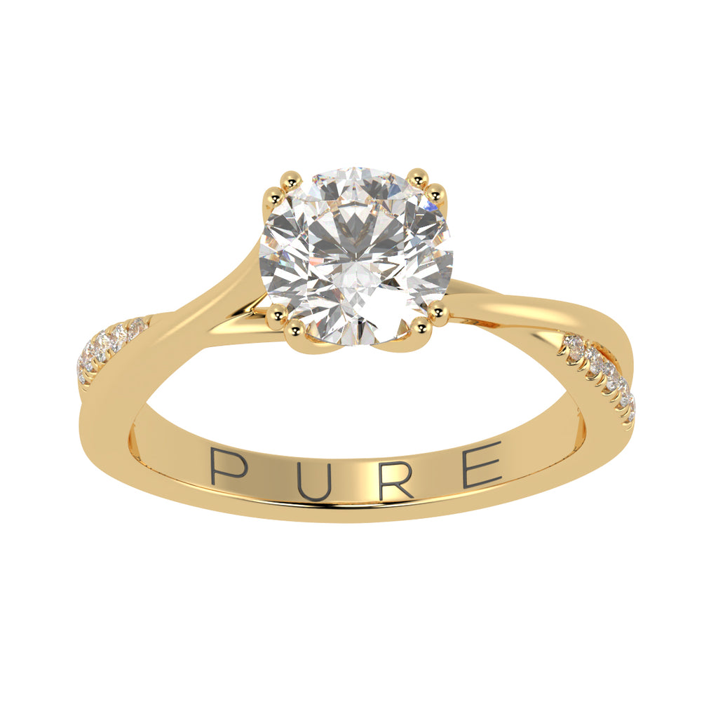 Twisted Sides Round Diamond Ring