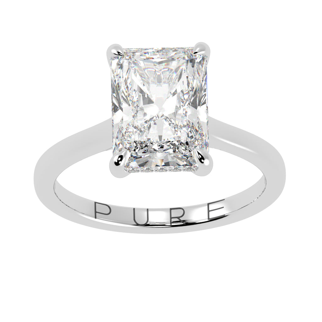 Radiant cut Diamond Hidden Halo