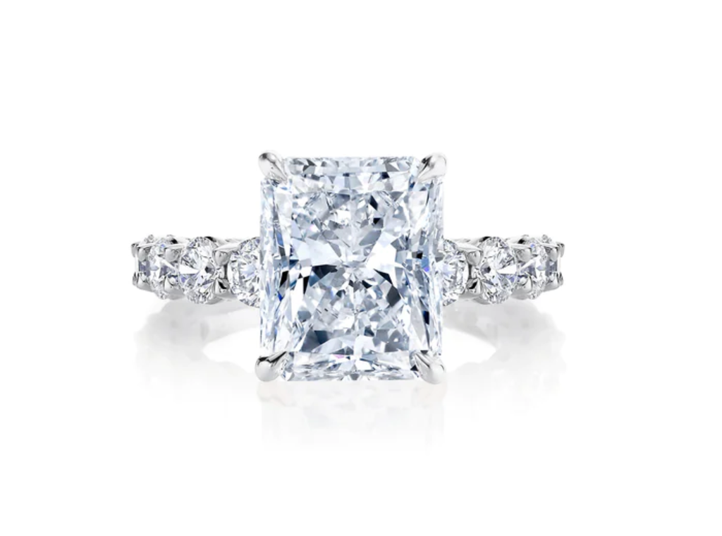 Hidden Halo Radiant Cut, French Cut Pavé sides