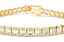 Emerald Cut Bezel Set Lab Grown Diamond Tennis Bracelet 7.50 cttw