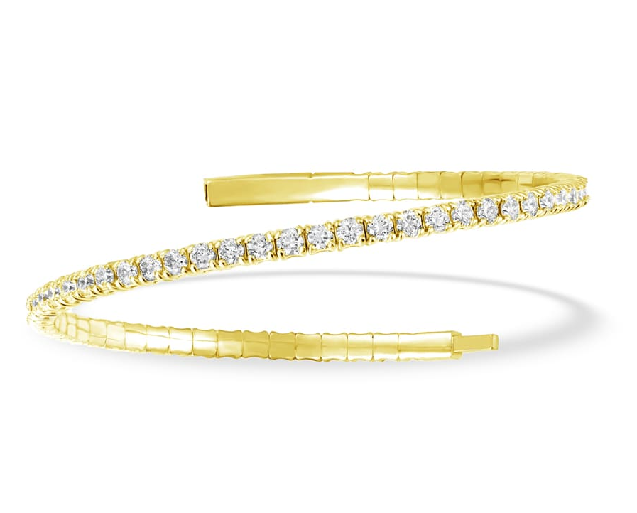Round cut Lab Grown Diamond Flexible Bangle 4.00 ct