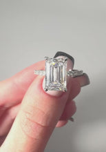 Emerald Cut Diamond French Cut Pave Engagement Ring 2.00+ D-E/VS