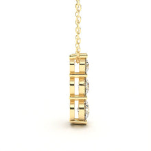 Three in a Row Round Brilliant Lab Grown Diamonds Pendant Halo 0.75 carat.