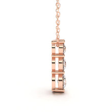 Three in a Row Round Brilliant Lab Grown Diamonds Pendant Halo 0.75 carat.