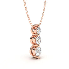 Three in a Row Round Brilliant Lab Grown Diamonds Pendant Halo 0.75 carat.