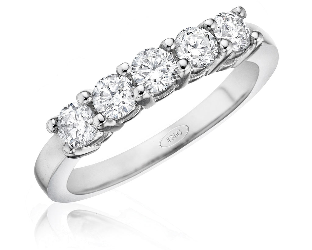 Five diamond shared prong setting