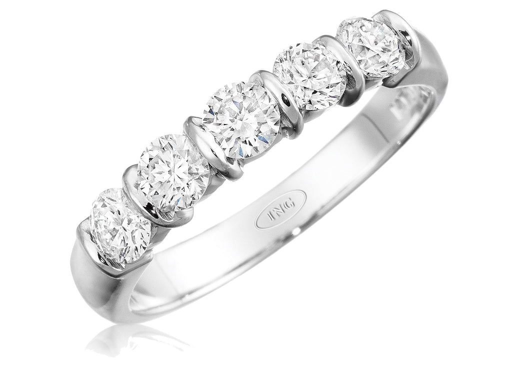 Five stone diamond wedding band
