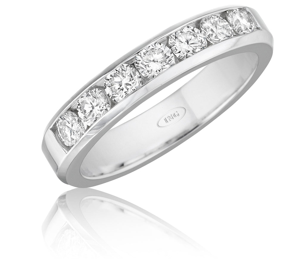 Classic seven stone round diamond wedding band