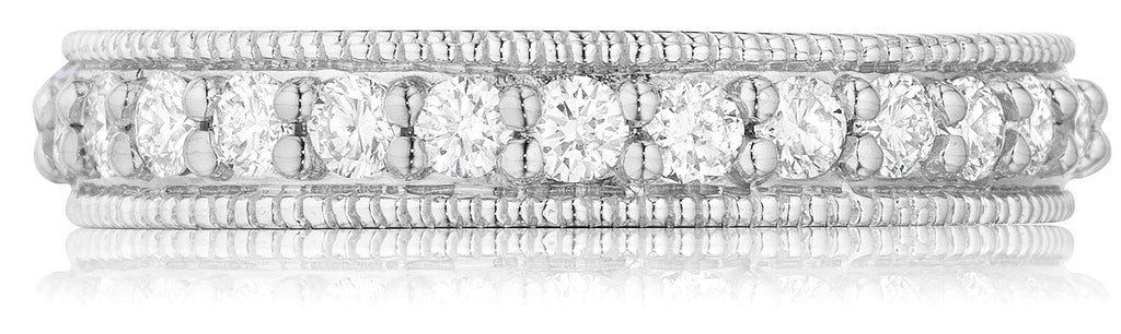 Single row milgrain diamond wedding band