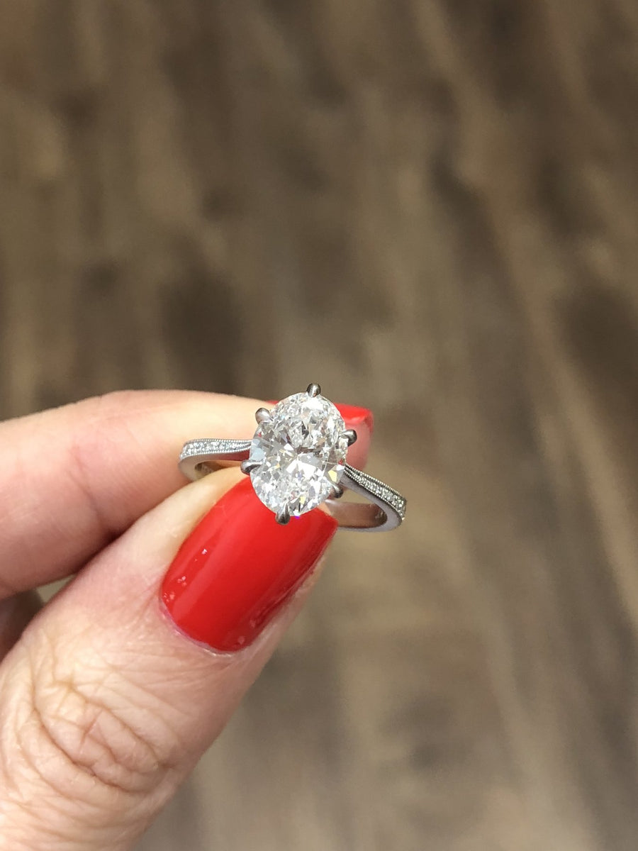 CUSTOM OVAL BRILLIANT DIAMOND ENGAGEMENT RING Purediamond