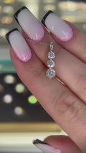 Three in a Row Round Brilliant Lab Grown Diamonds Pendant Halo 1.00 carat.