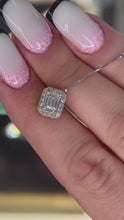 Petite Emerald Lab Grown Diamond Pendant Halo 0.75 carat.