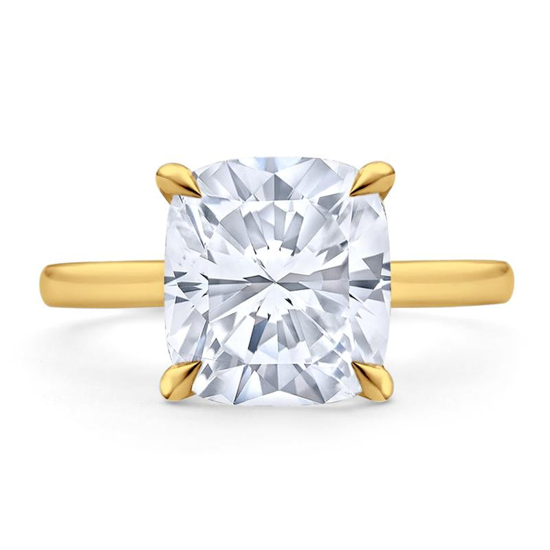Cushion Diamond Yellow Gold Solitaire