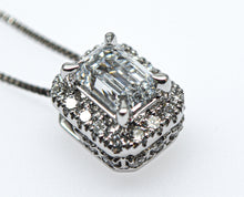 Petite Emerald Lab Grown Diamond Pendant Halo 0.75 carat.