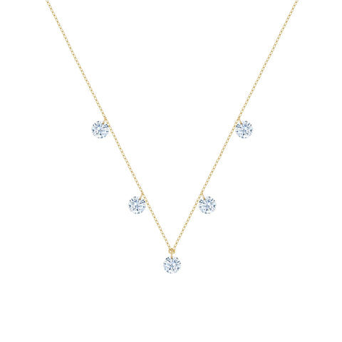 Five Diamond Drop Necklace
