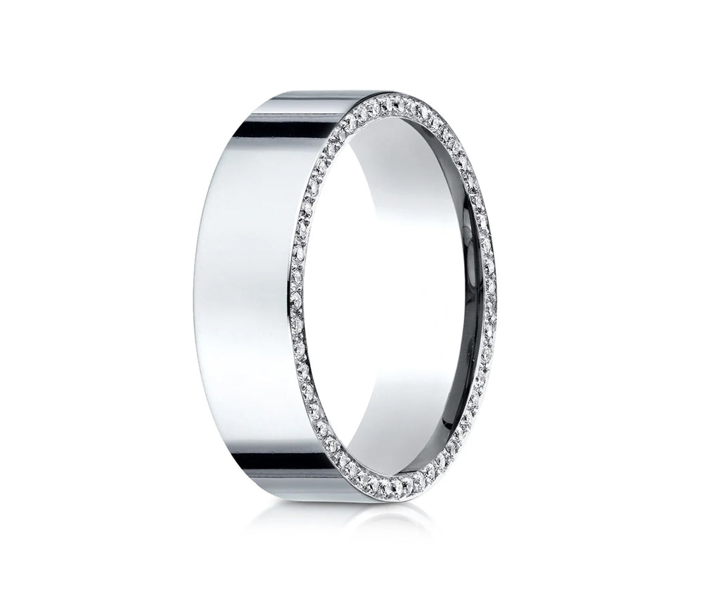 High polished flat band with side diamonds 6 mm +