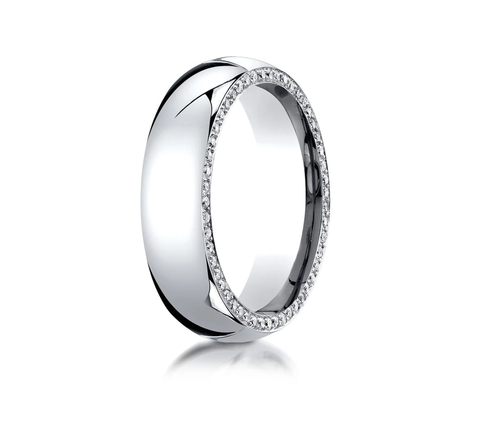 Wedding band with side diamonds wedding band 6 mm +