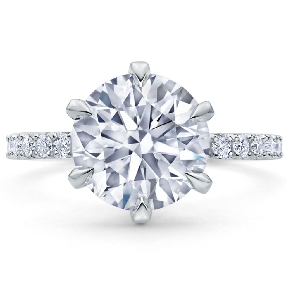 Six Prong Solitaire Ring French Cut Pavè
