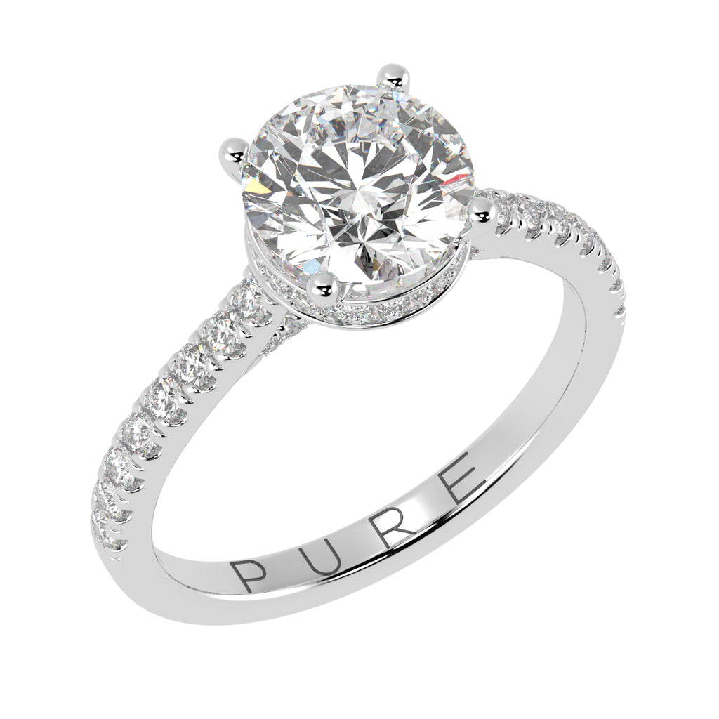 Perfect Round Brilliant Hidden Halo French Cut Pavé sides