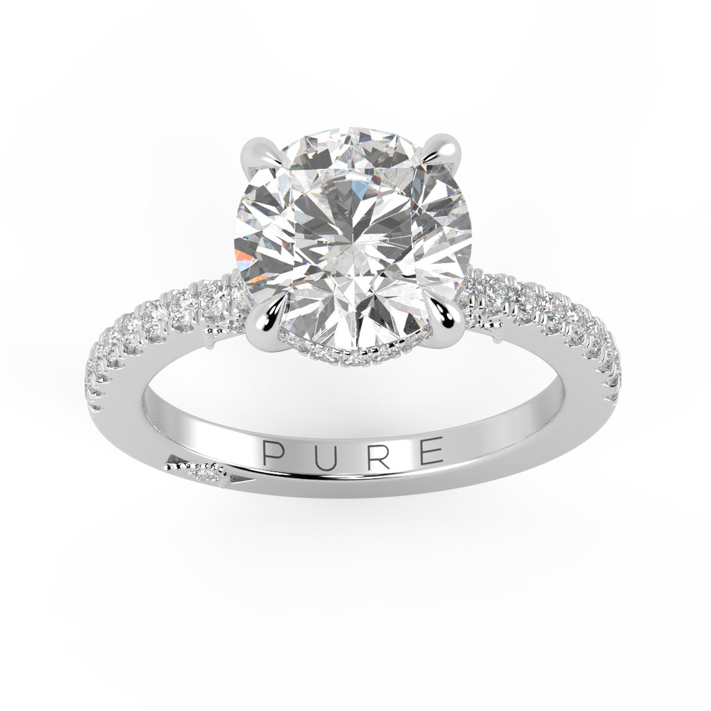 Round Brilliant Hidden Halo French Cut Pavé and complicated sides