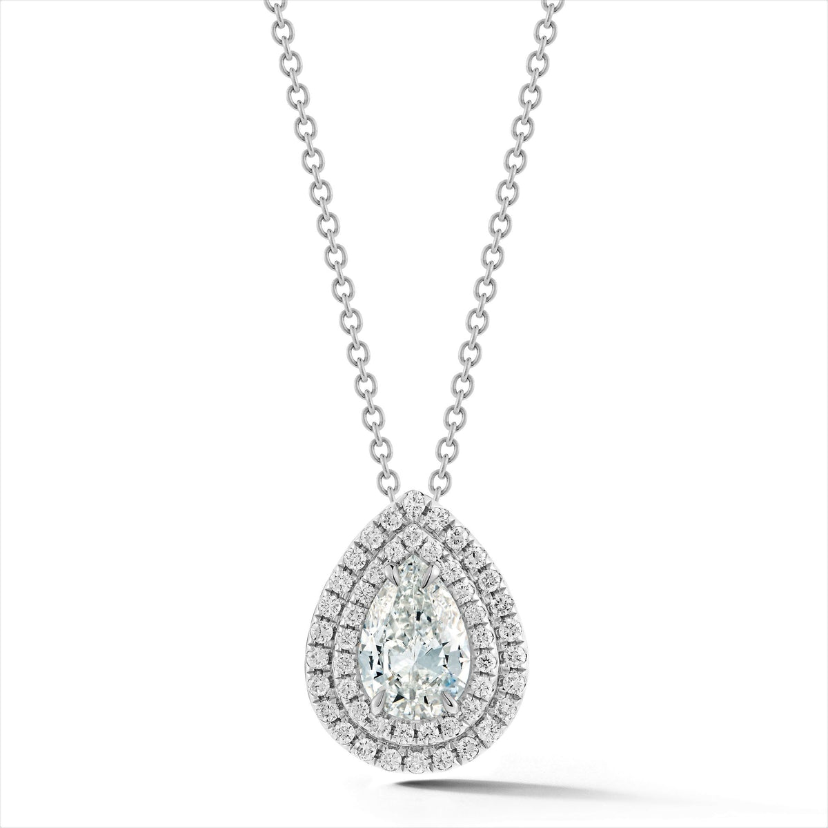 Pear shaped diamond outlet halo pendant