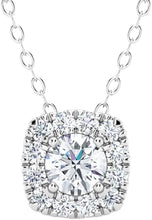 Soft Square Round Lab Grown Diamond Pendant Halo 0.50 carat.